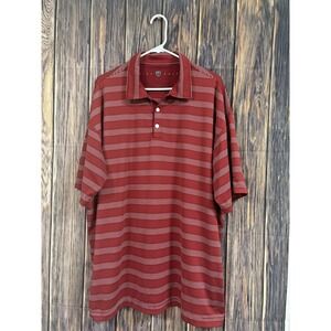 Nike Golf Polo Shirt Mens 3XL Wine Red Striped Short Sleeve Sports Outdoor